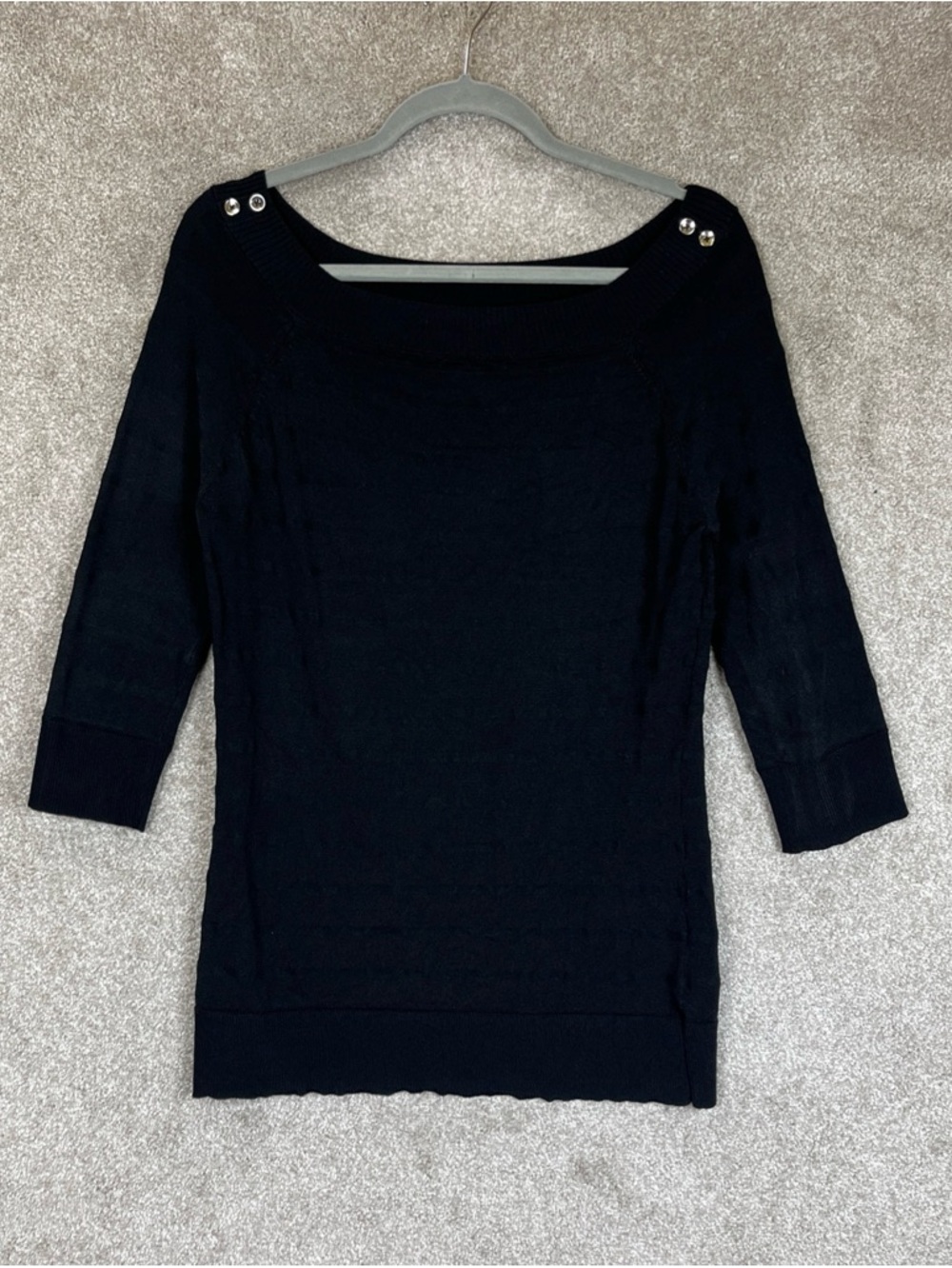 White House Black Market Sweater Womens Medium Black 3/4 Sleeve Pullover-4672